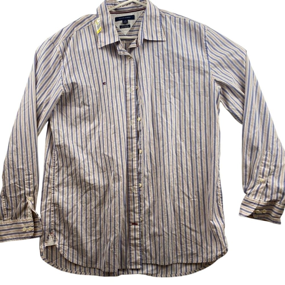 Tommy Hilfiger Men's Shirt XL Striped Long Sleeve Button-Up Classic Fit Preppy